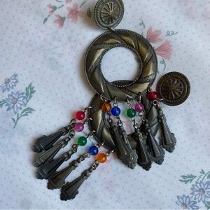 Beautiful vintage silver and multicoloured earrings -